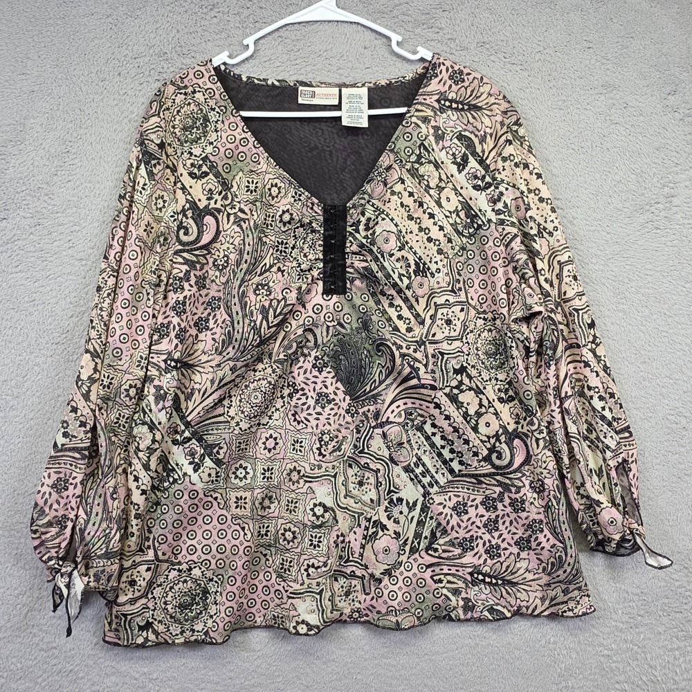 Vintage Faded Glory‎ Top Womens 22/24 Paisley Flowy Boho Whimsigoth Patchwork